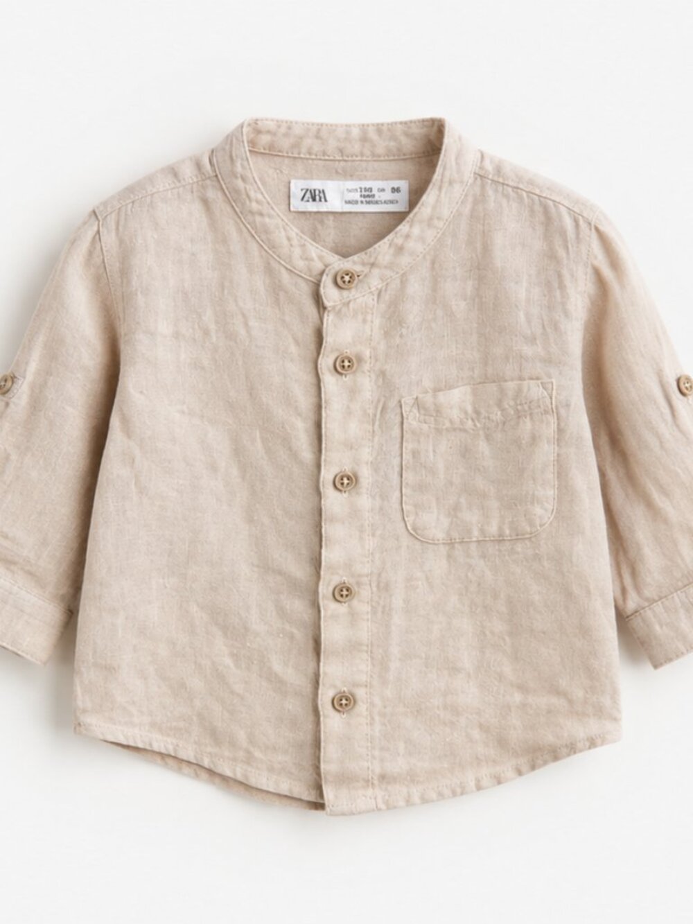 Zara Baby Neutral Beige Button-Up Shirt | 18M | NWT